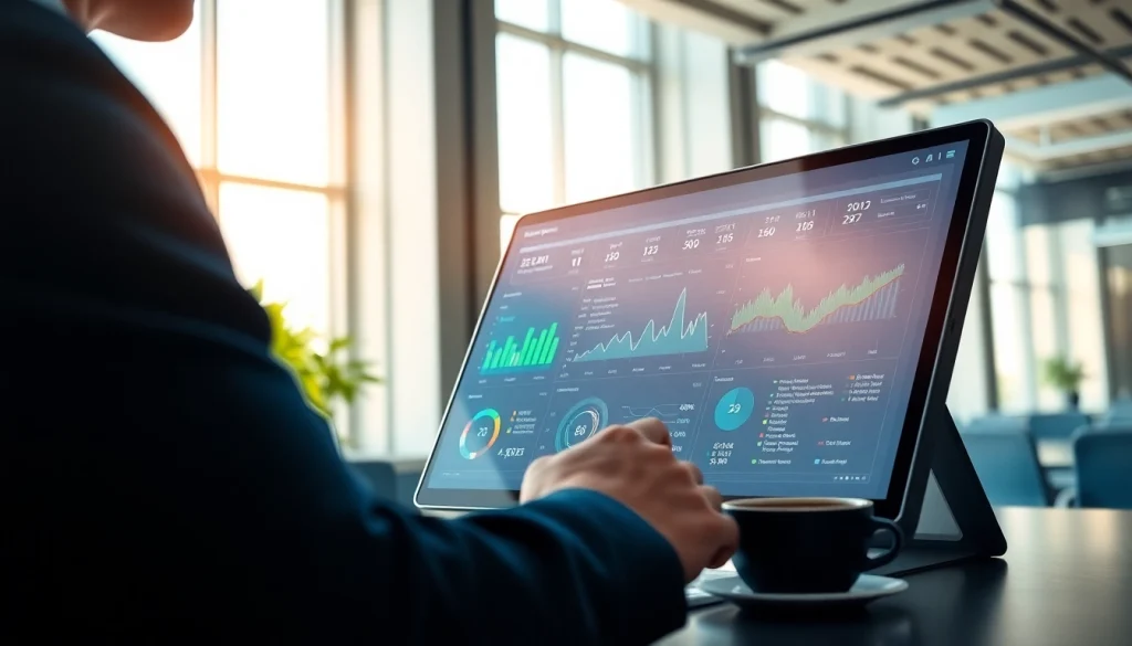 Engaging user working with the AI technology interface at https://benchbot.ai, featuring vibrant data analytics.
