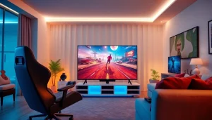 Experience immersive gaming with the vivid TV88 display in a modern setup.