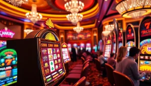 Menangkan jackpot dengan bermain slot di luxury333, menampilkan suasana kasino yang mewah.