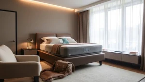 Materasso matrimoniale in memory foam ben posizionato e pronto per offrire comfort e supporto al sonno.