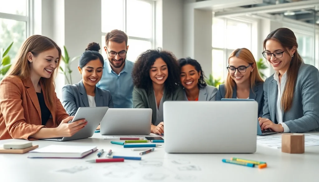 Collaborative professionals utilizing 搜狗拼音输入法 in a modern tech workspace.