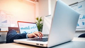 Analyze social media strategies on https://boost-social-media.com with marketing expert in modern office.