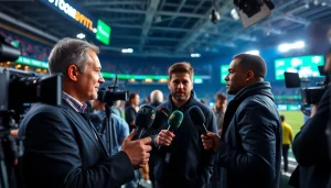 Interactive interview scene at sportsbytes.com.ph featuring a sports journalist and an athlete.