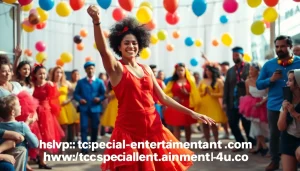 Engaging performers at https://tcspecialentertainment4u.com showcasing colorful festive celebration.