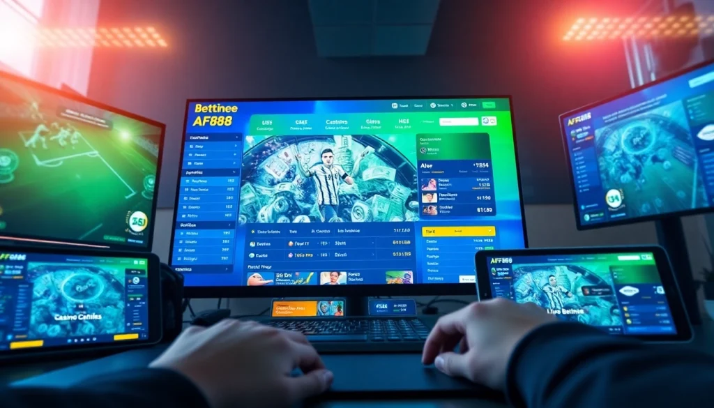 AF88 online betting platform interface showcasing a user-friendly experience with sports and casino options.