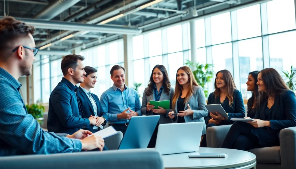 Engaged professionals collaborating at https://valuesfirst.com in a dynamic office setting.