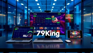 Plataforma de apostas 79king em vários dispositivos destacando confiança e segurança