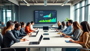 Marketing professionals at https://solarxmedia.com collaborate in a modern office.