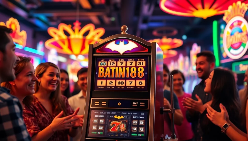 Rasakan kemeriahan bermain batman138 slot di mesin slot berwarna cerah di kasino.
