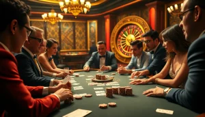 At KJC AC, players savor the thrill of poker at an upscale casino table bustling with excitement.