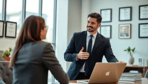 Engaging consultation at https://www.cohanlegal.com with a personal injury lawyer assisting a client.