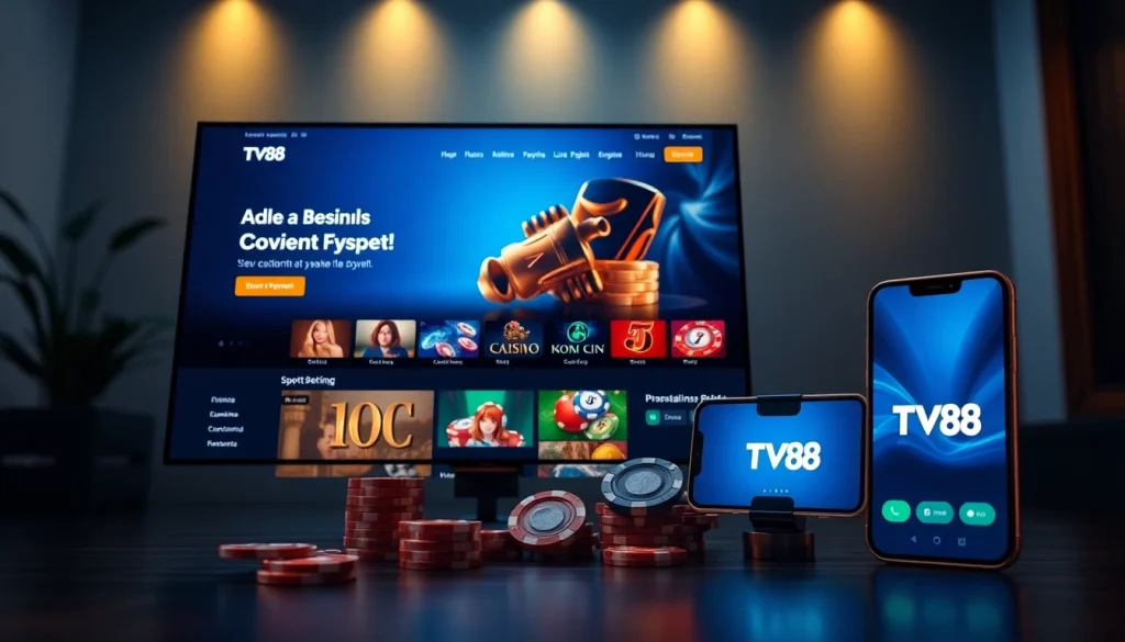 Engaging visual of the TV88 online casino interface showing diverse gaming options, embodying trust and excitement.