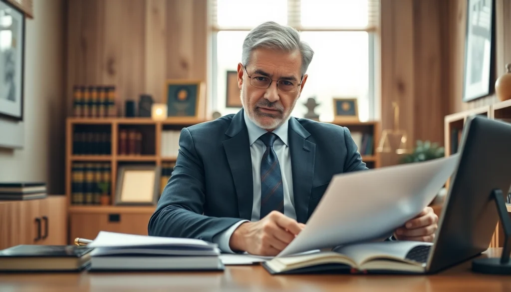 Lawyer reviewing documents at https://www.shiverhamilton.com's office, highlighting professionalism.