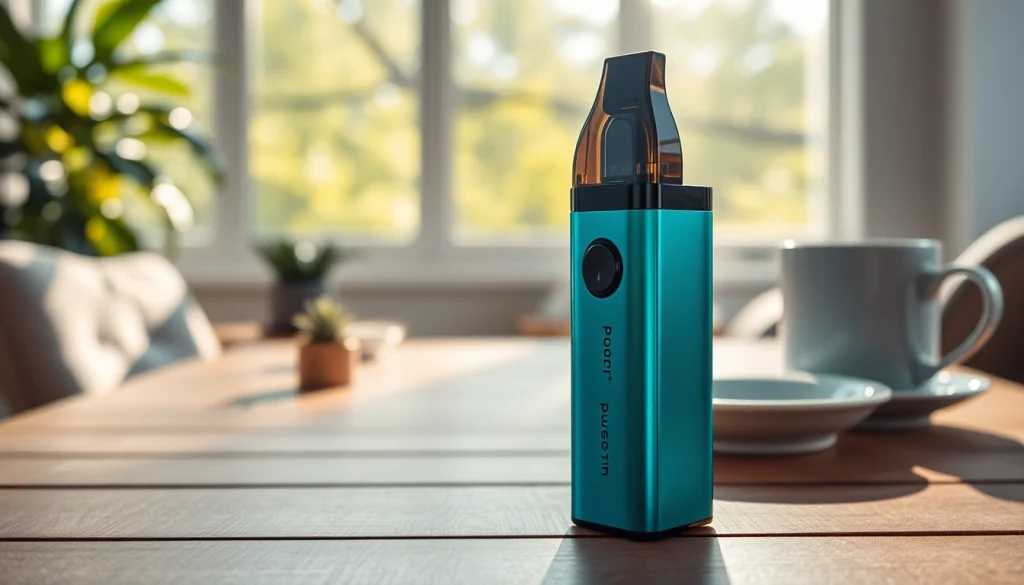 Gradient-styled pod kit elegantly showcased on a wooden table with lifestyle elements.