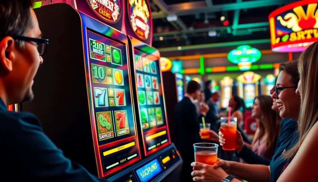 Slot gacor displayed on an exciting slot machine surrounded by enthusiastic players.