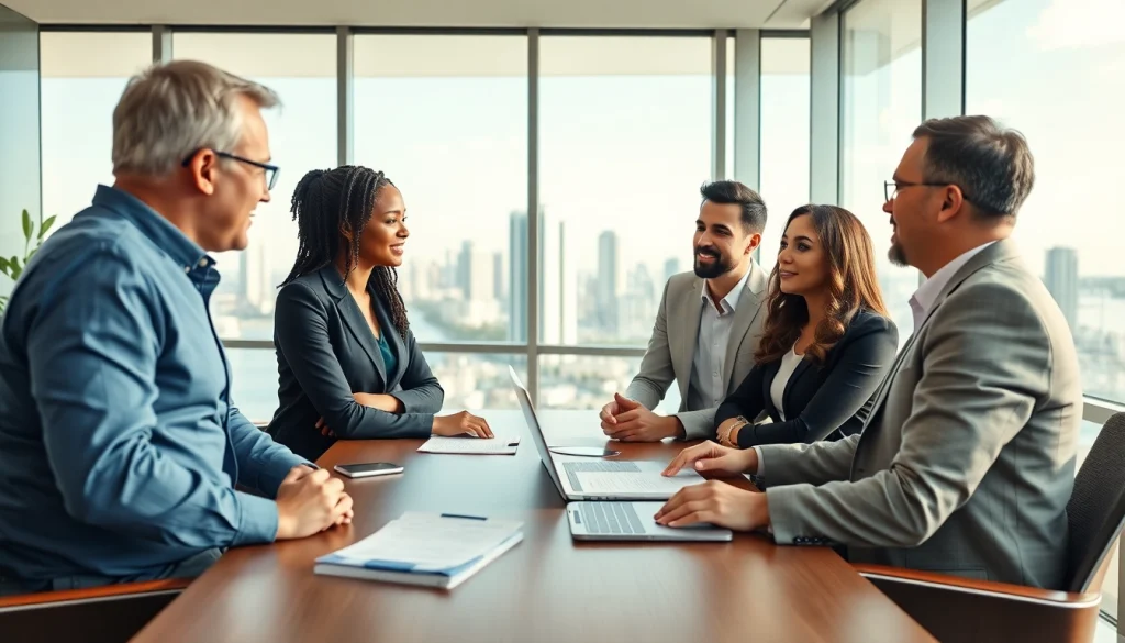 Engaged clients discussing legal options at https://www.tnlmiami.com's Miami office, showcasing professionalism.
