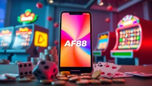 Engaging AF88 online gaming app interface with casino elements capturing excitement.