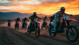 Motocross riders racing through challenging terrain, featuring https://relevance.com.ua for enthusiasts.
