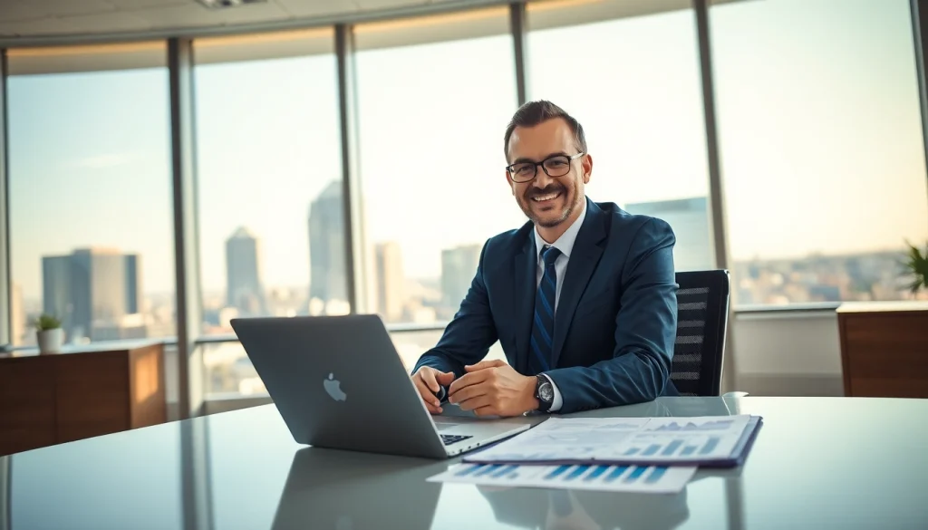 Financial advisor San Antonio consulting with a client in a modern office setting.