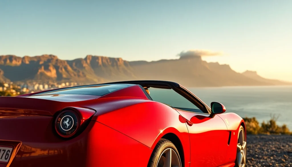 Ferrari California for sale Cape Town with Table Mountain as the backdrop