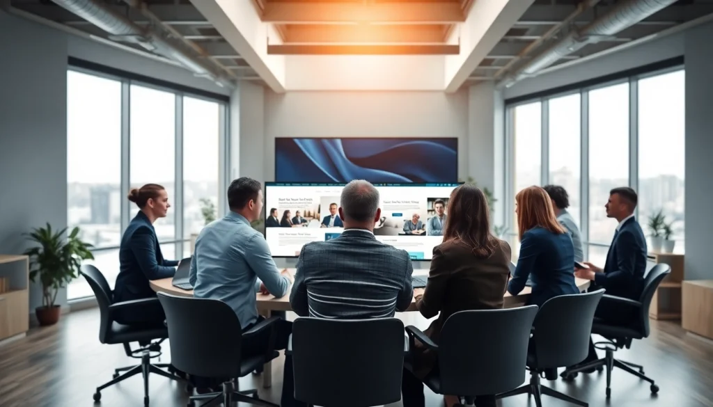 Review modern law firm website designs at https://www.lawfirmswebsitedesign.com in a collaborative office setting.