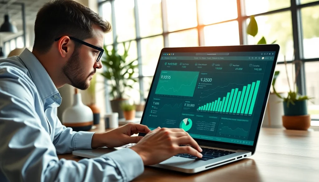 Analyze marketing strategies using https://press.farm in a modern office setup.