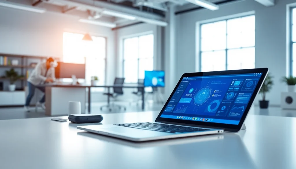 Technology workspace showcasing advanced devices and innovative tools in a bright setting.