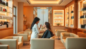 Le Salon de beauté Casablanca, un espace élégant avec un client en traitement de coiffure.