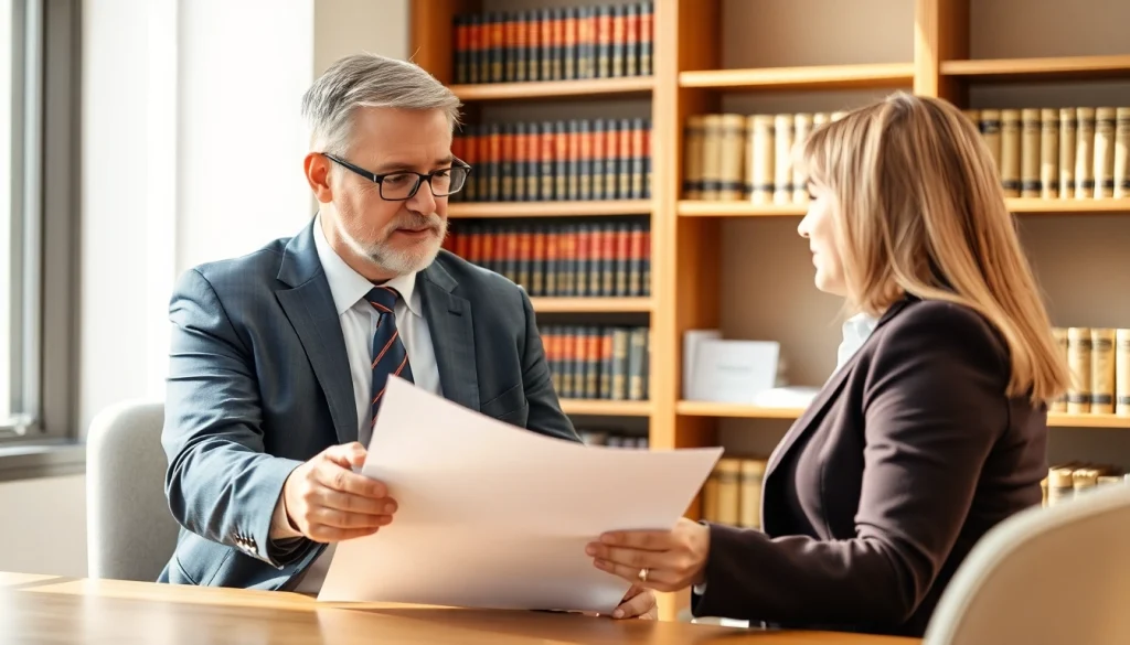 South Dakota car accident lawyer consulting with a client in an office, showing professionalism and trust.