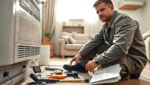 Prominent technician ensuring optimal performance of HVAC system at https://nobleheatingairservices.com for comfortable living.