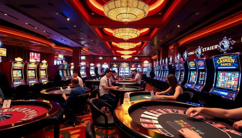 KJC AC casino environment showcasing vibrant slot machines and poker games.