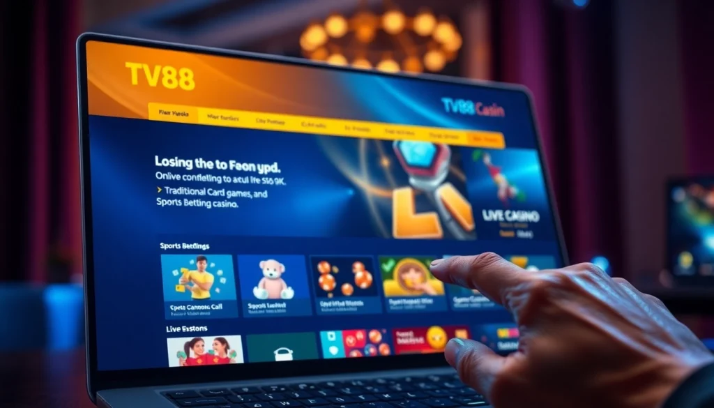 TV88 online gaming platform interface highlighting diverse betting options and user-friendly navigation.