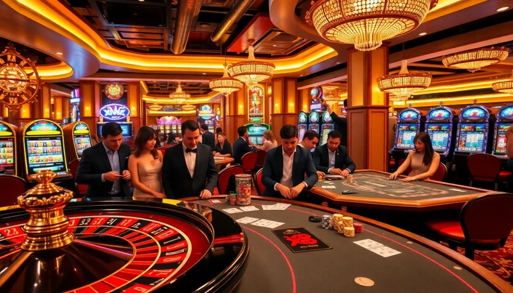Players engaging in thrilling games at XX88 casino, showcasing roulette, poker, and slots.