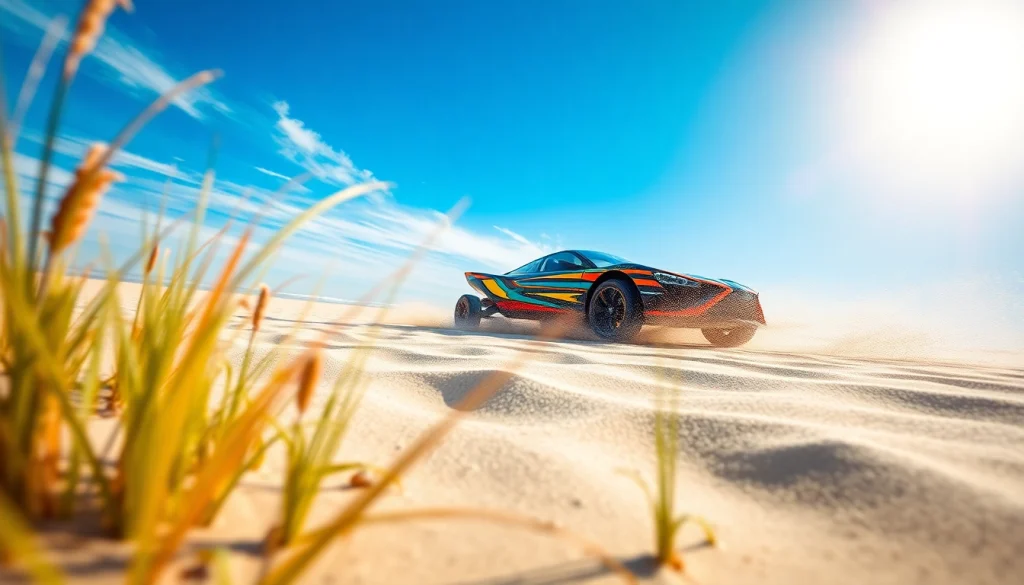 Ervaar de spanning van blokarten bij https://www.blokartschool.nl met een kleurrijke blokart op het strand.