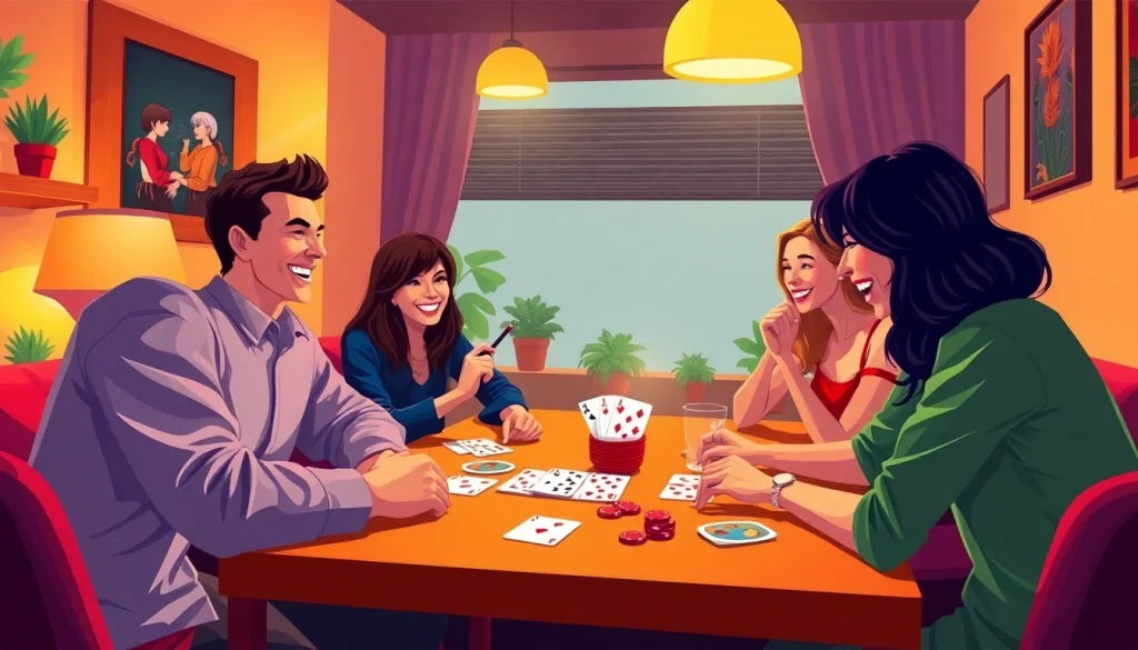 Enjoying Rummy nabob with friends in a cozy setting, showcasing excitement and strategy in gameplay.