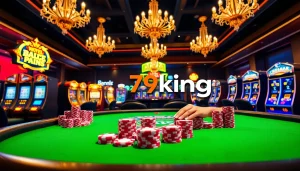Experience the thrill of gambling at a luxurious 79king casino table with vibrant poker chips.