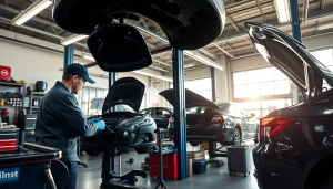 Professionelle Auto Reparatur Berlin mit Mechanikern, die an Fahrzeugen arbeiten.
