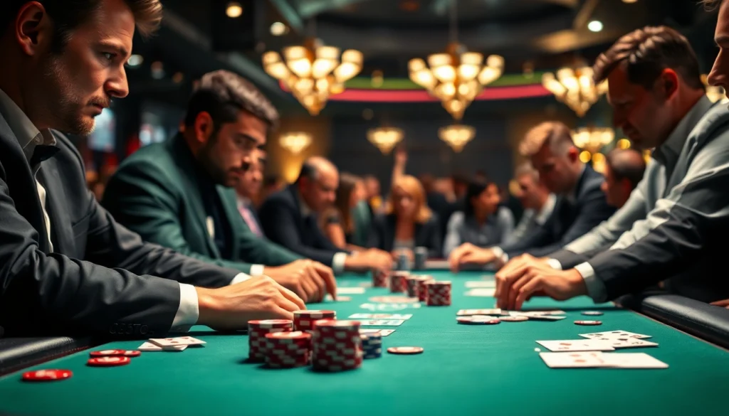 Experience the intensity of 79king poker as players strategize their moves at the table.