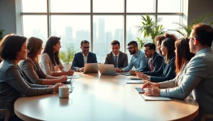 Engaging meeting at https://fhpts.com with diverse participants in a bright office.