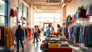 Shop for trendy fashion items at https://www.northernfashions.com with stylish clothing displays and a vibrant atmosphere.