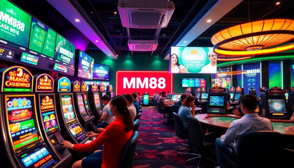 MM88 online gaming scene showcasing vibrant casino games and sports betting.