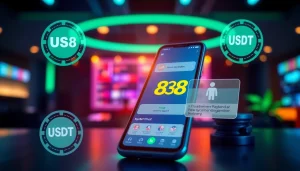 MV88 app interface showcasing secure USDT transactions for online gambling.