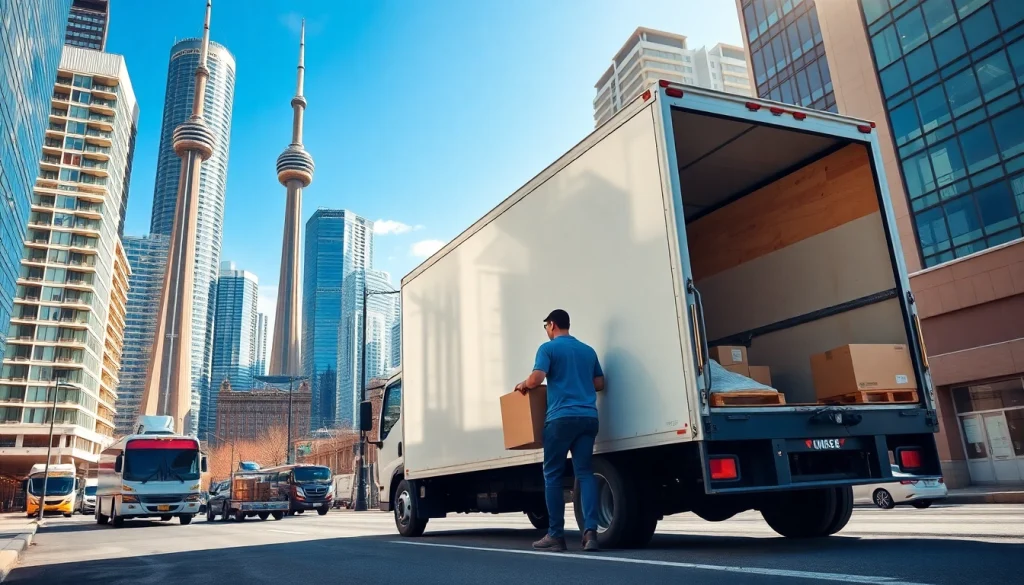 Streamlined Toronto moving services showcased with a team efficiently loading a truck.