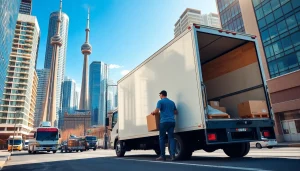 Streamlined Toronto moving services showcased with a team efficiently loading a truck.
