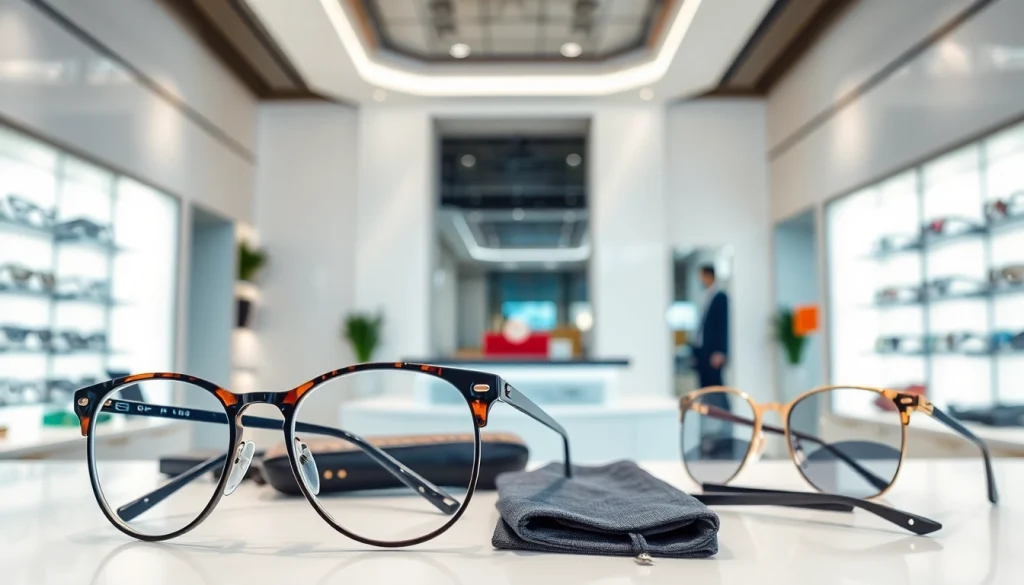 Enhance your style with premium eyewear from specsdr.com showcasing elegant designs in a chic store.