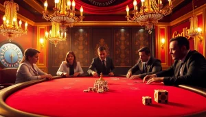 god55 poker players enjoying a thrilling casino experience with luxurious decor
