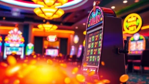 Slot depo 5k dengan mesin slot warna-warni yang menonjolkan peluang menang dan kegembiraan bermain.