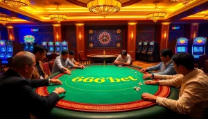 667bet players engaged in a thrilling poker game in a luxurious casino environment.