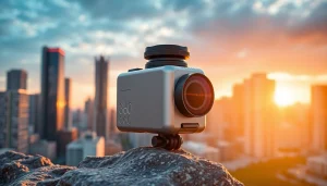 Showcase of the insta360 ph camera in a vibrant urban environment.