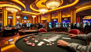 Experience the thrill of poker and excitement at 888VI casino with vibrant games and luxurious decor.